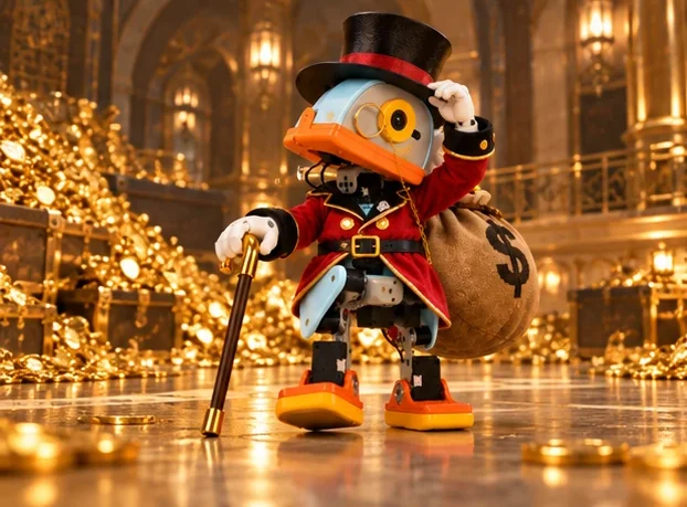 Microduck tipping his hat in the vault